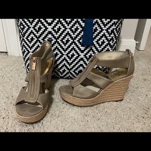 Michael Kors wedge sandal - khaki with gold shimmer